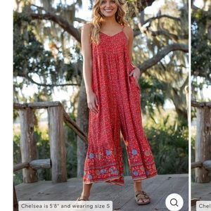 Red floral jumpsuit
